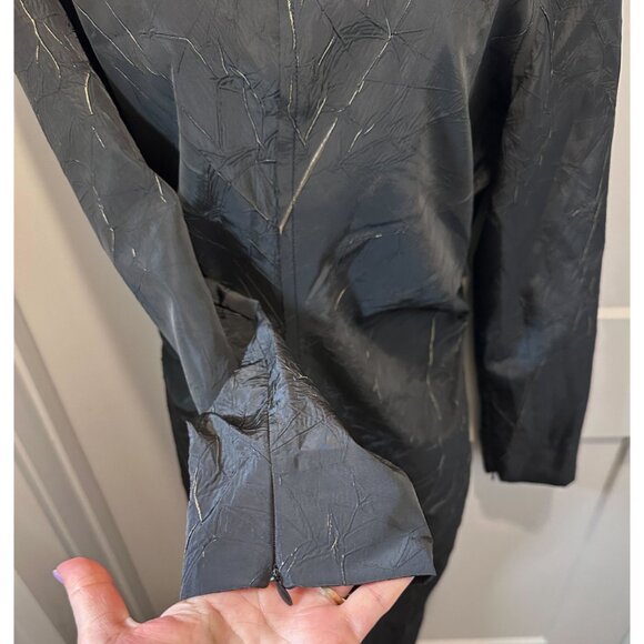 ZARA Black Round Neck Long Sleeves Wrinkled Fabric Open Back Midi Dress SzXL New - Picture 4 of 14